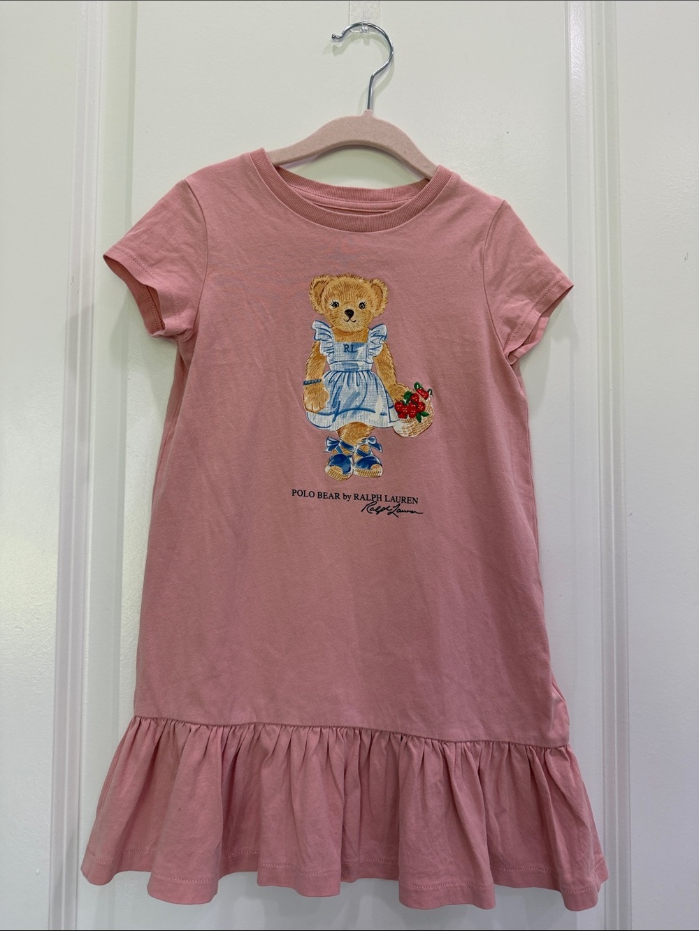 Ralph Lauren Pink Polo Bear Dress with Ruffle Hem
